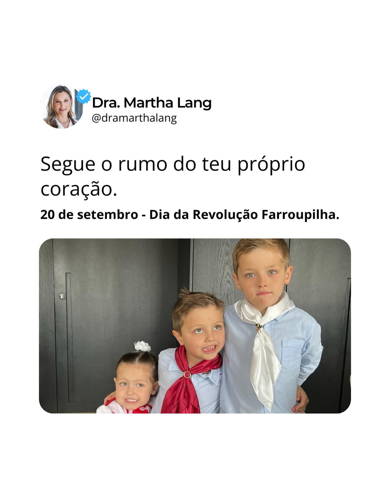 Povo aguerrido e forte merece ser bem cuidado.
Comemoramos a revolução Farroupilha, ou simplesmente o dia do gaúcho.
Honraremos sempre a nossa tradição!
Um excelente feriado a todos!
#20desetembro #diadogaucho #revoluçãofarroupilha